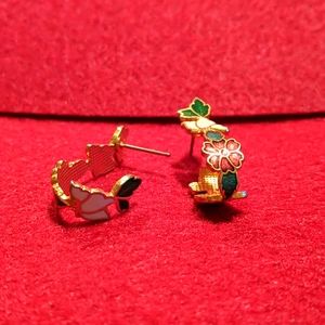 3 for $110 Earrings flower hoop vintage